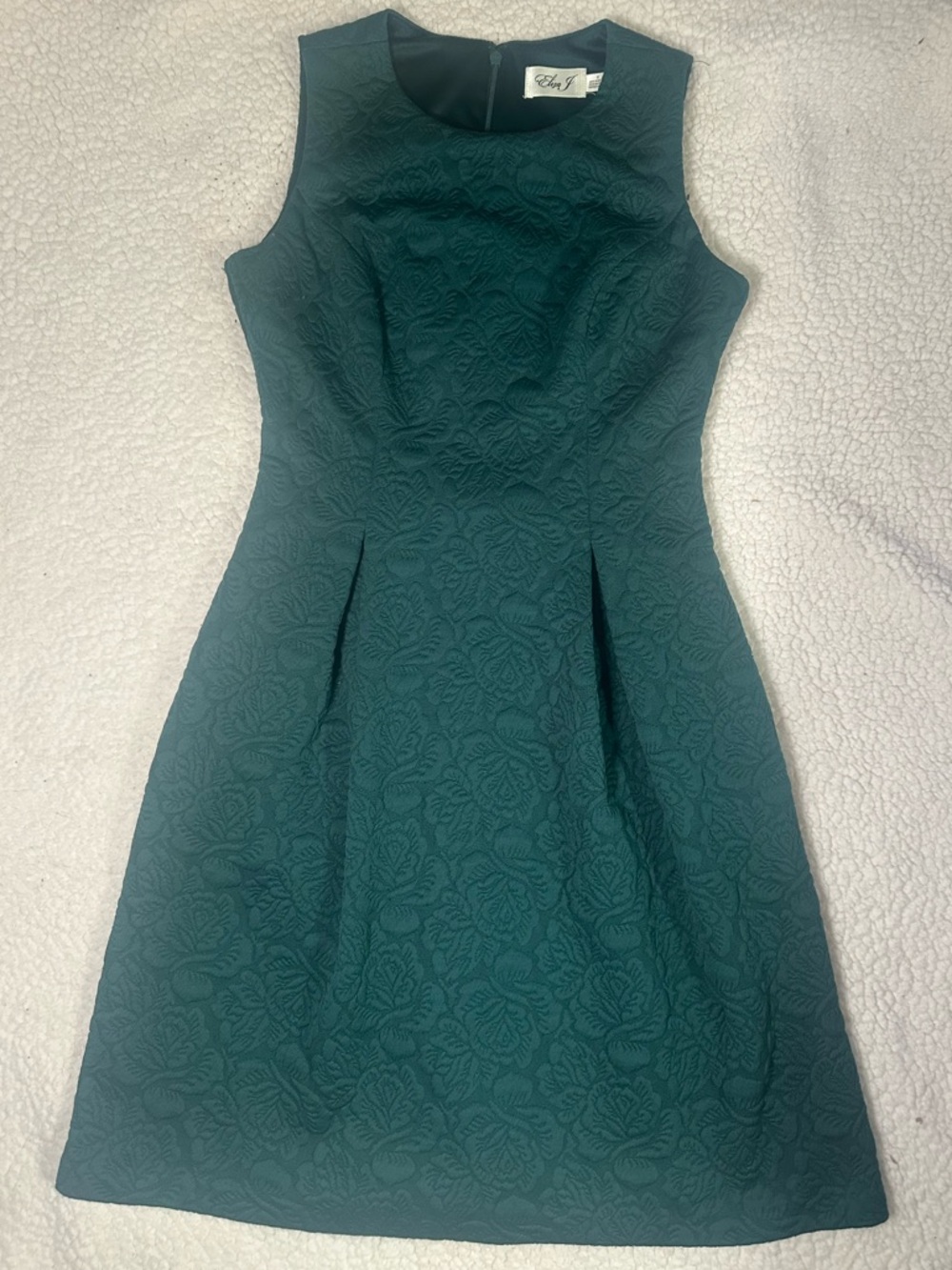 Eliza J Sleeveless Textured Midi Dress in Teal Green